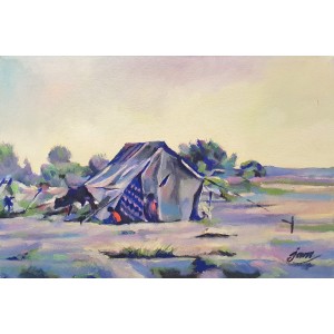 Jam Dipper, 12 x 18 Inch, Acrylic on Canvas, Landscape Painting, AC-JMD-004